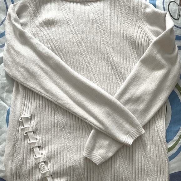 Off white , pre-loved , turtleneck cardigan and multi-directional cale knit top - Picture 3 of 3